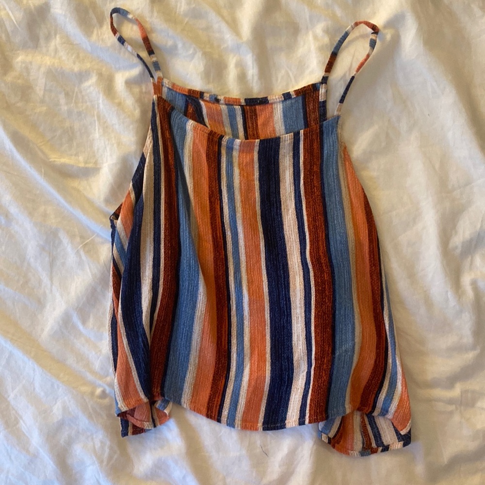 Lulus striped open back crop top